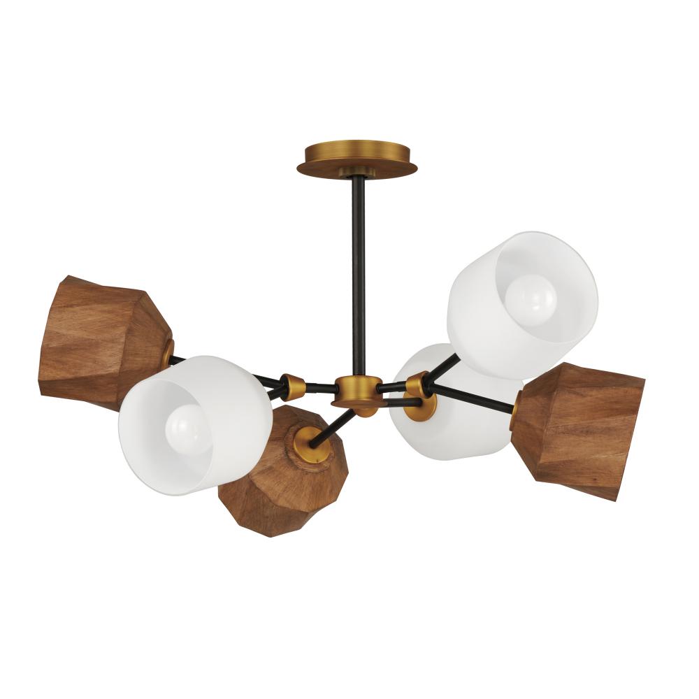 Akimbo 30.75 Inch 6 Light Pendant – Dark Bronze/Antique Brass