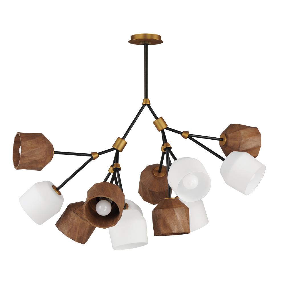 Akimbo 31.75 Inch 12 Light Pendant – Dark Bronze/Antique Brass