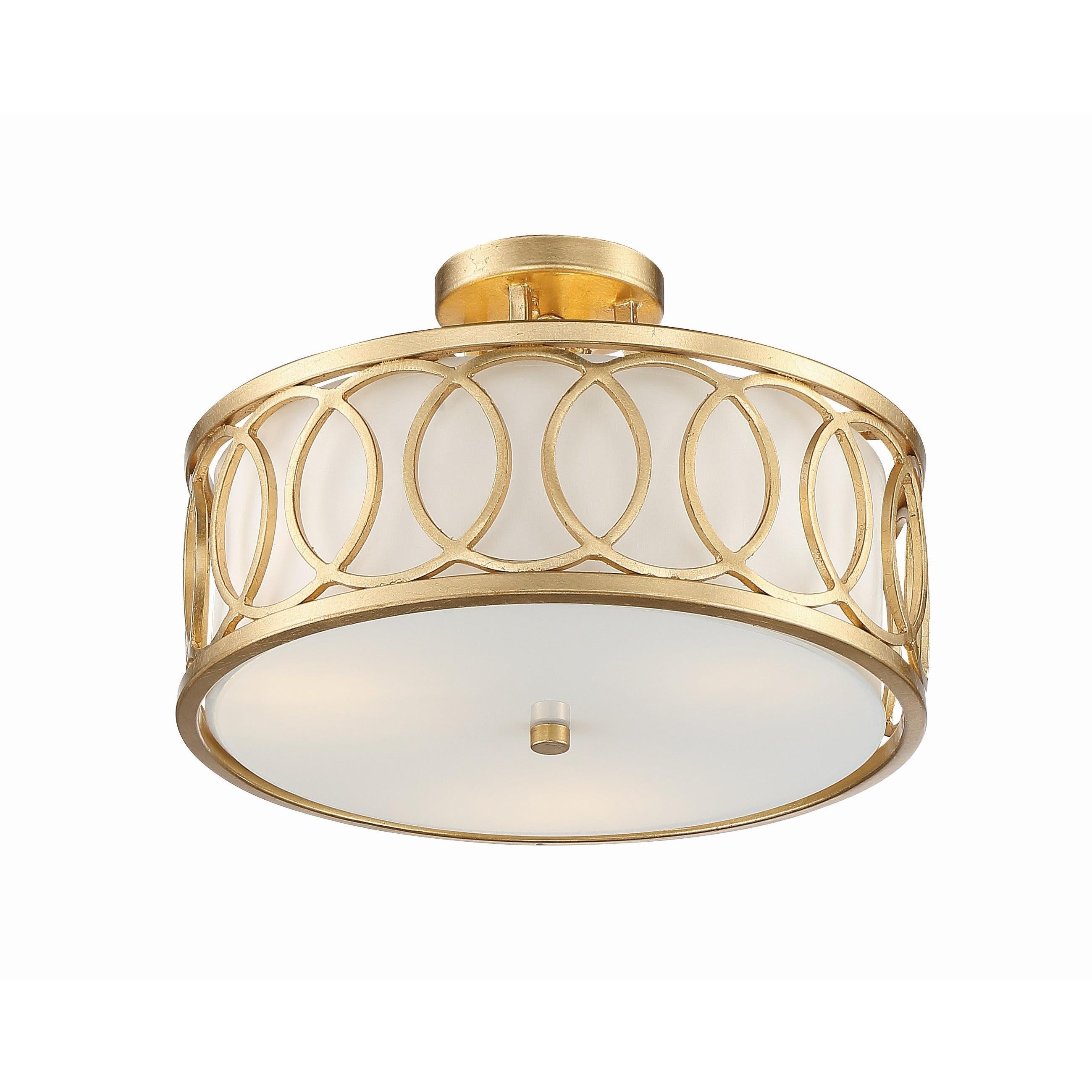 Crystorama Graham 285-GA – 15 Inch – 3 Light – Semi Flush Mount Light – Antique Gold – Dry Rated