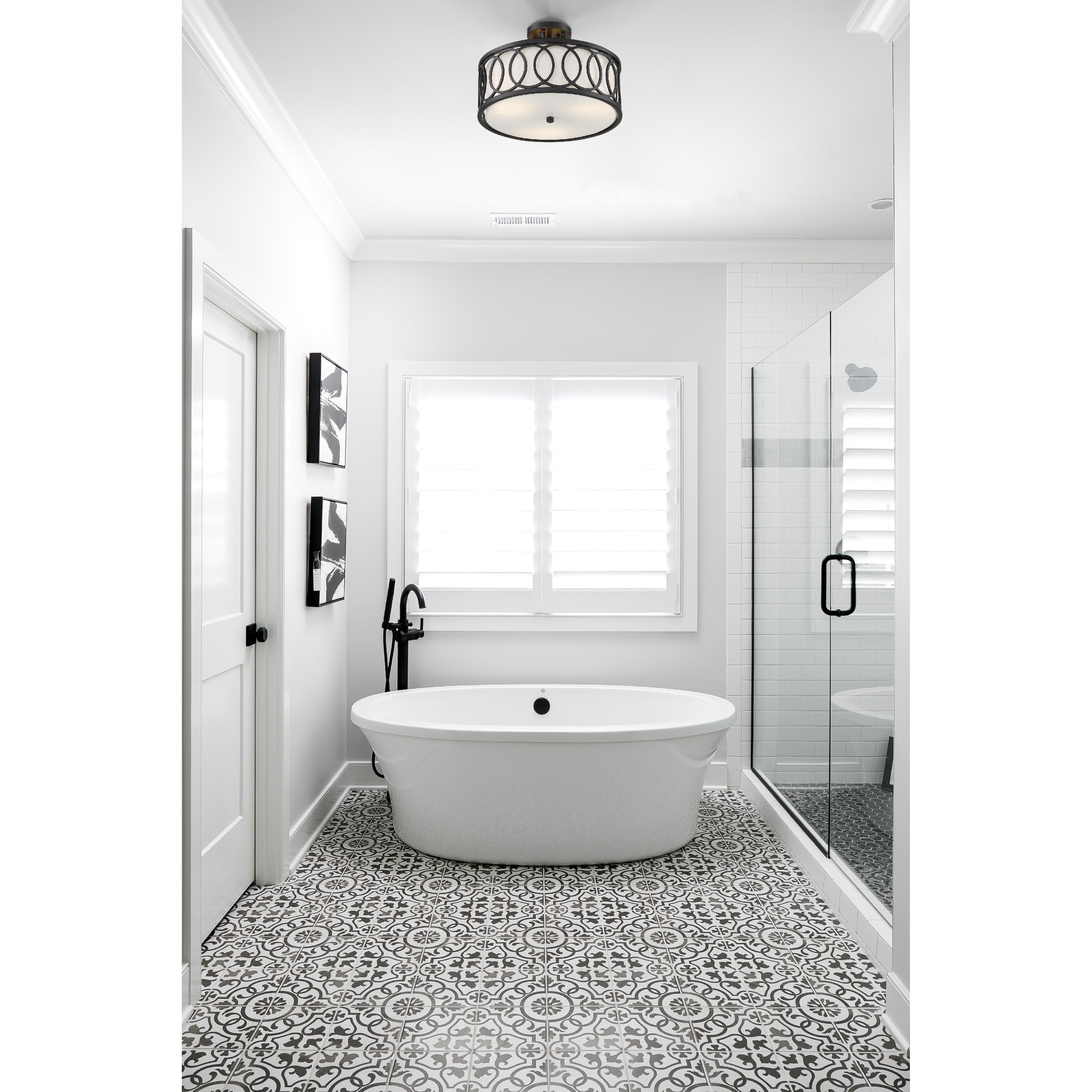 Crystorama Graham 285-MK – 15 Inch – 3 Light – Semi Flush Mount Light – Matte Black – Dry Rated