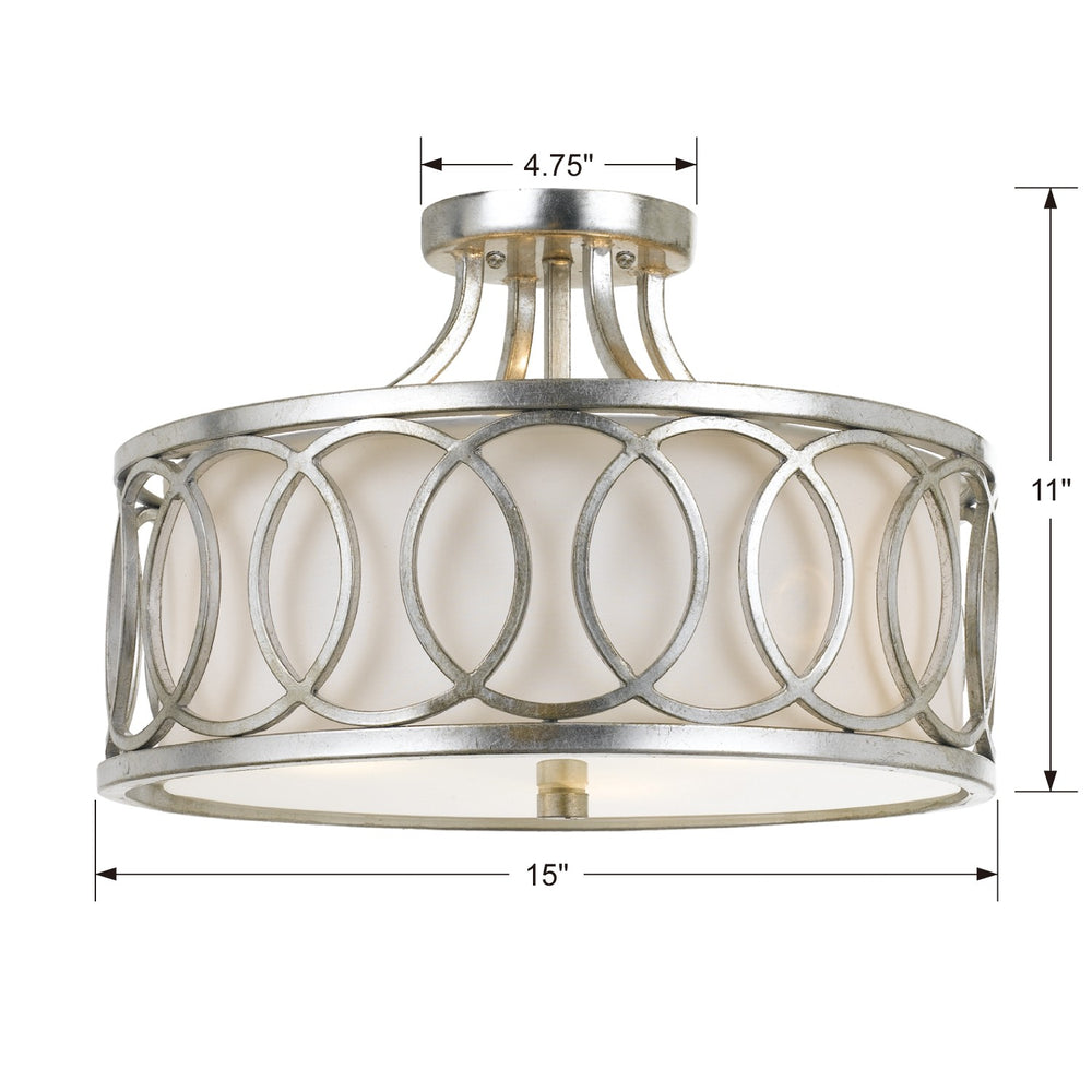 Crystorama 285-SA Libby Langdon Graham 3 Light Antique Silver Semi Flush Mount