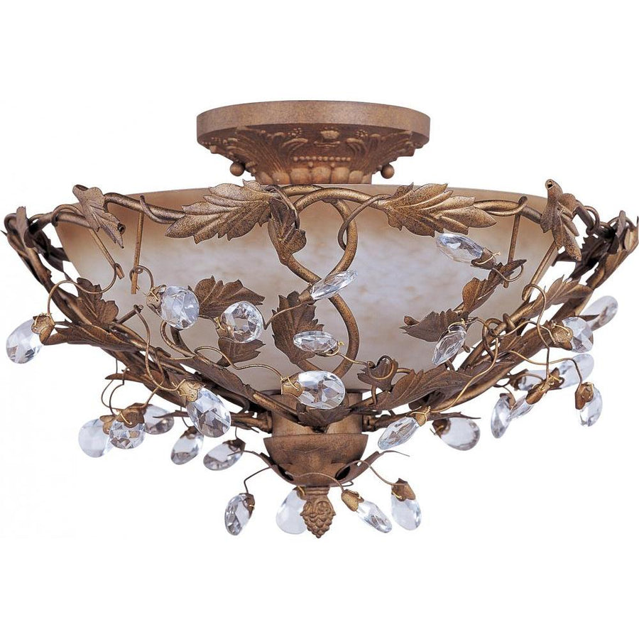 Maxim Lighting 2859EG Elegante 16.5 Inch Semi Flush Mount Light – Etruscan Gold