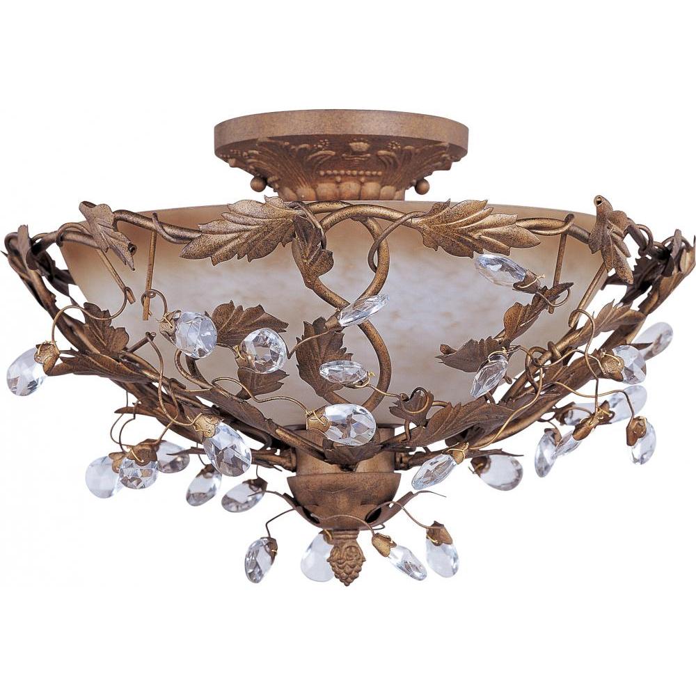 Elegante 16.5 Inch Semi Flush Mount Light – Etruscan Gold