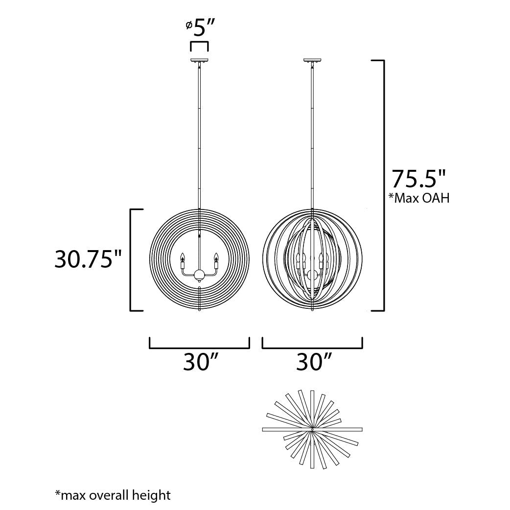 Maxim Lighting RADIAL 28675BKGLD Pendant Industrial - Black