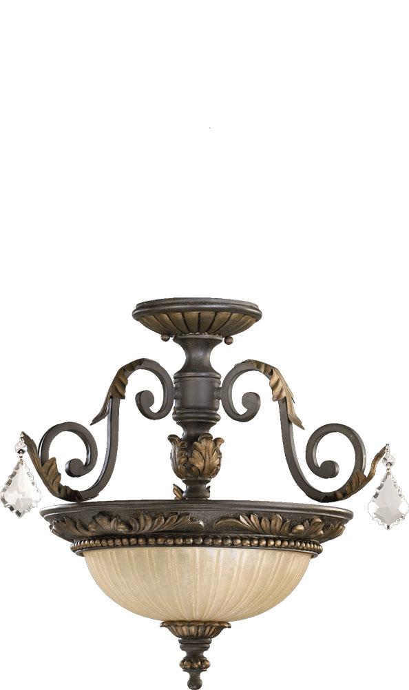 Quorum Lighting RIO SALADO 2957-17-44 Flush Mount Traditional - Toasted Sienna With Mystic Silver