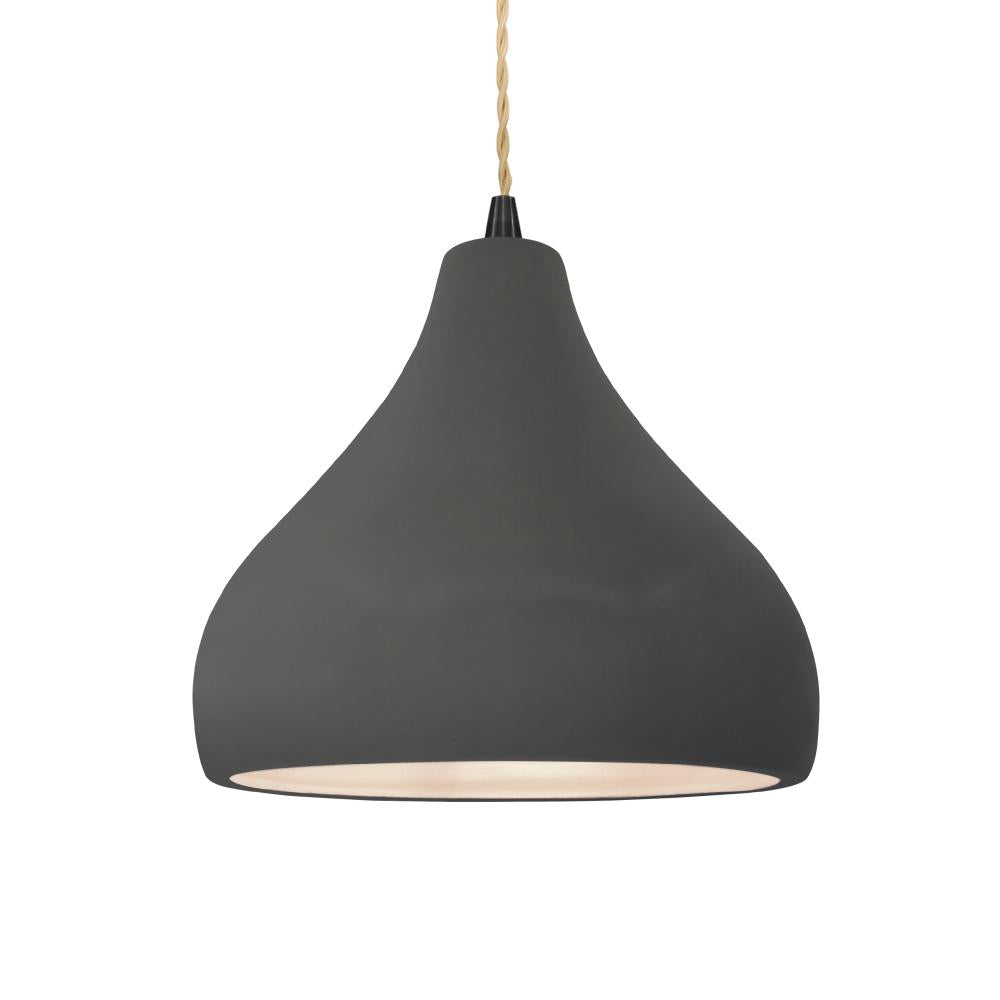 Justice Design Group RADIANCE CER-6563-GRY-MBLK-BEIG-TWST-LED1-700 Pendant - Gloss Grey