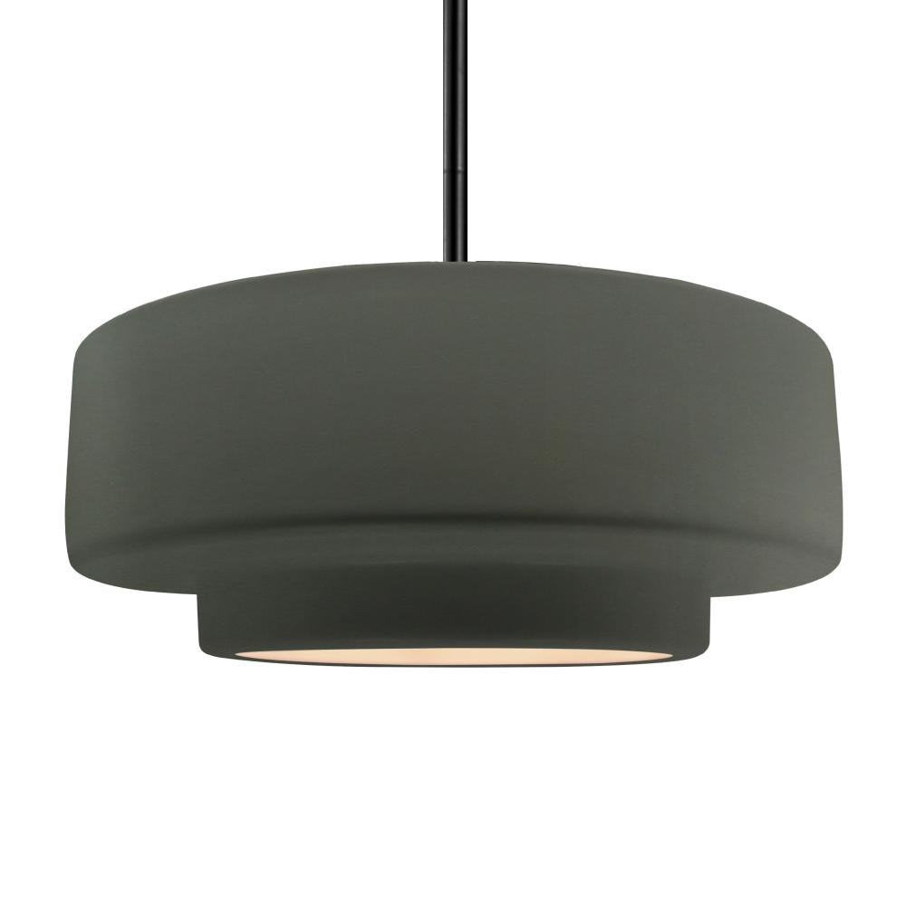 Justice Design Group RADIANCE CER-6545-PWGN-MBLK-RIGID-LED1-700 Pendant - Pewter Green