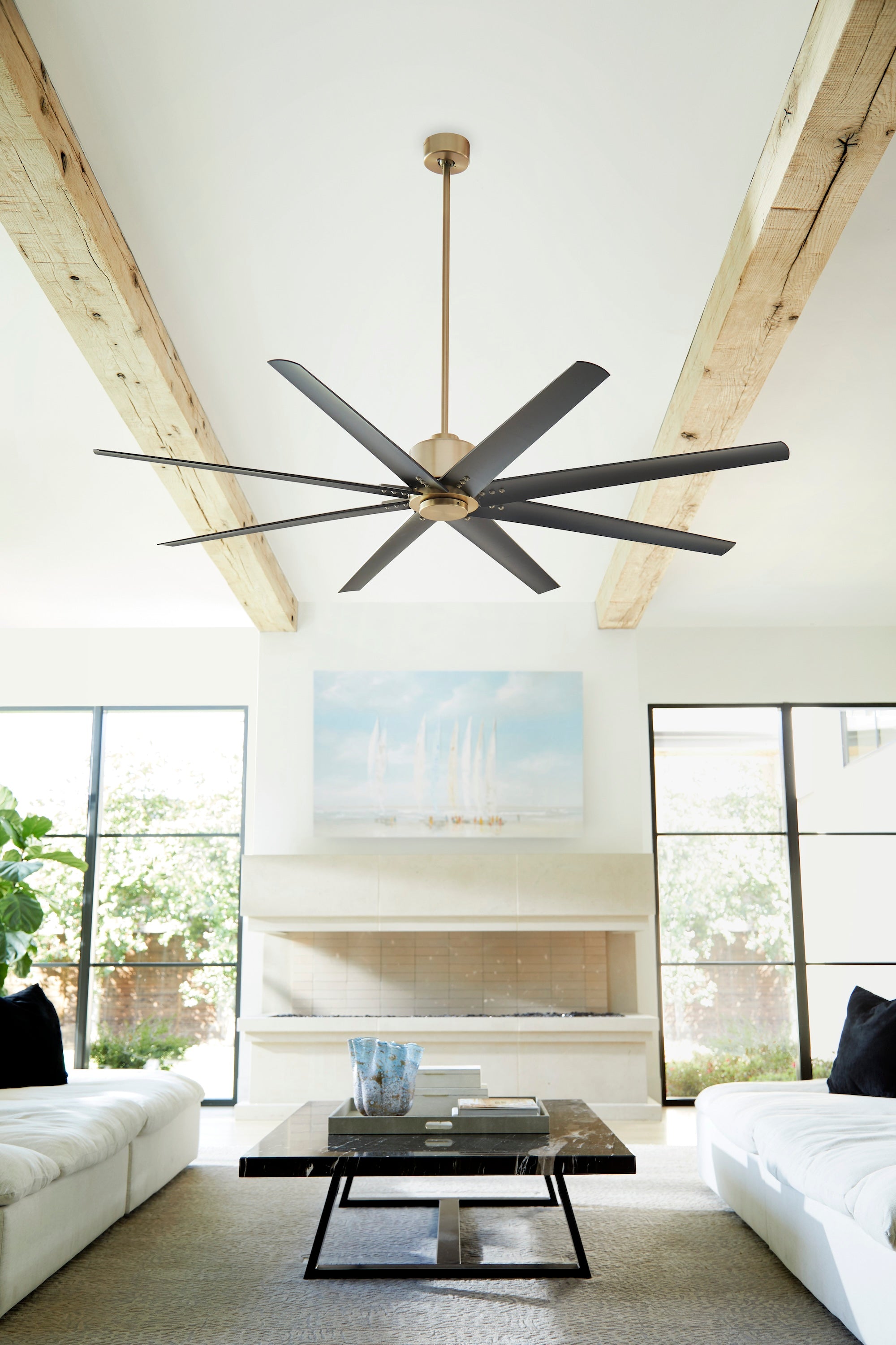 Oxygen Lighting FLEET 3-108-40 Ceiling Fan Modern Farmhouse - Aged Brass, Matte Black