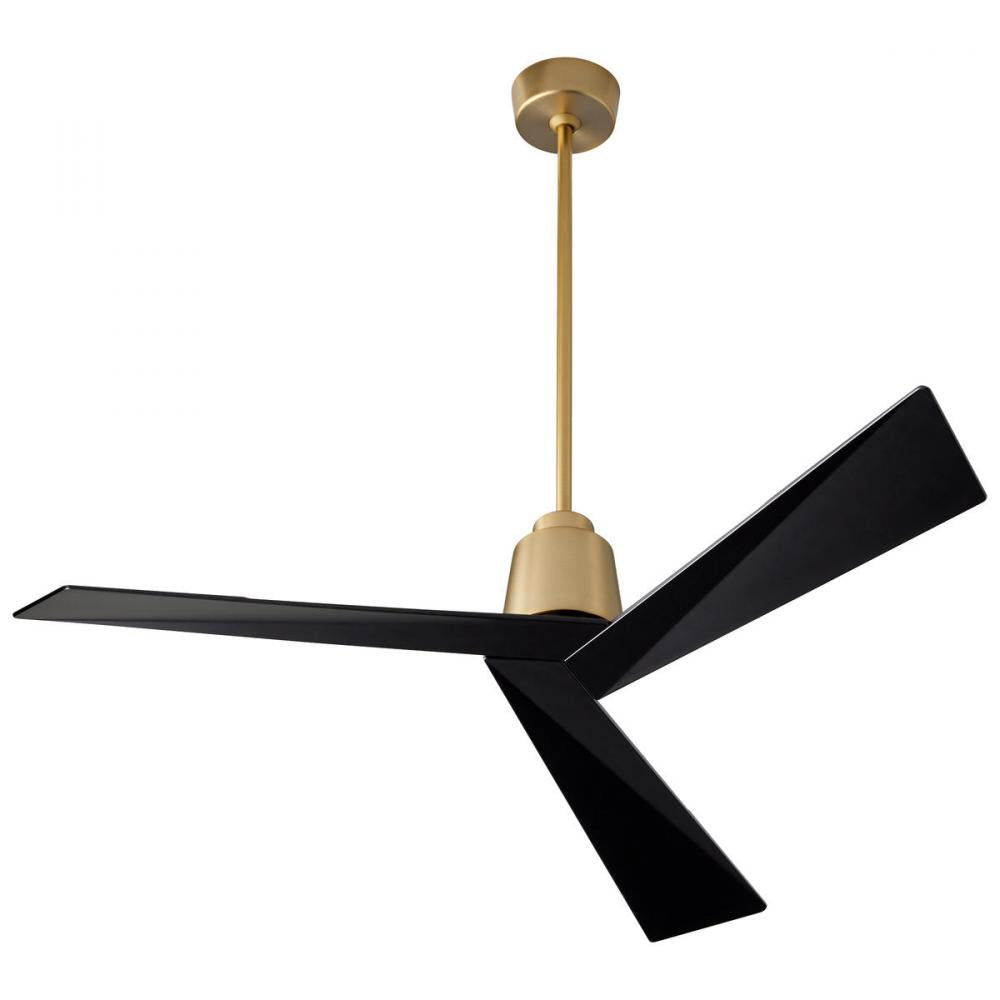 Oxygen Dynamo 3-113-1540 Contemporary Ceiling Fan with Remote, 54 Inch - Aged Brass, Black