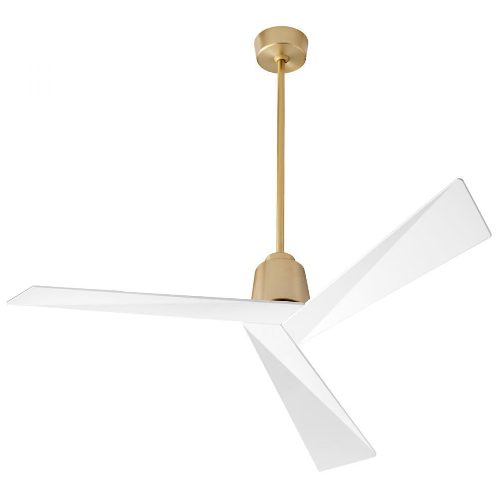 Oxygen Dynamo 3-113-640 Ceiling Fan - Aged Brass W/ White Blades