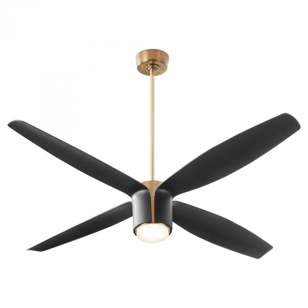 Oxygen Lighting SAMARAN 3-116-4015 Fan - Aged Brass W Black Blades