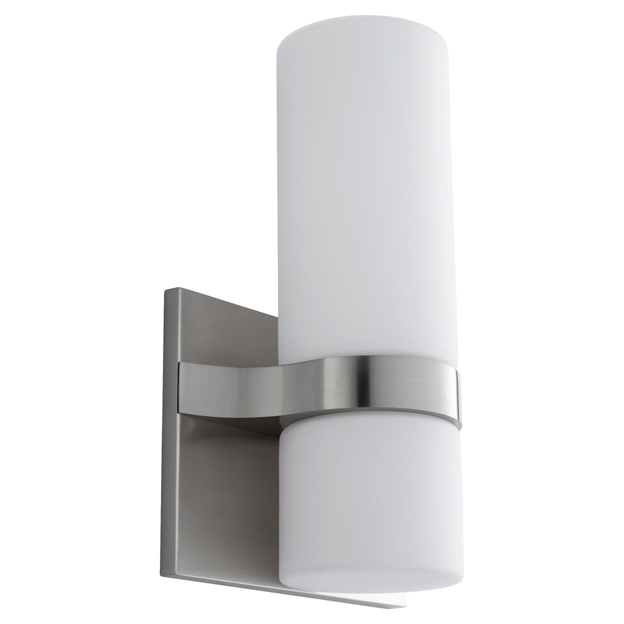 Oxygen Lighting 3-539-40 Sconce, UL Damp Rated, Satin Nickel - White O
