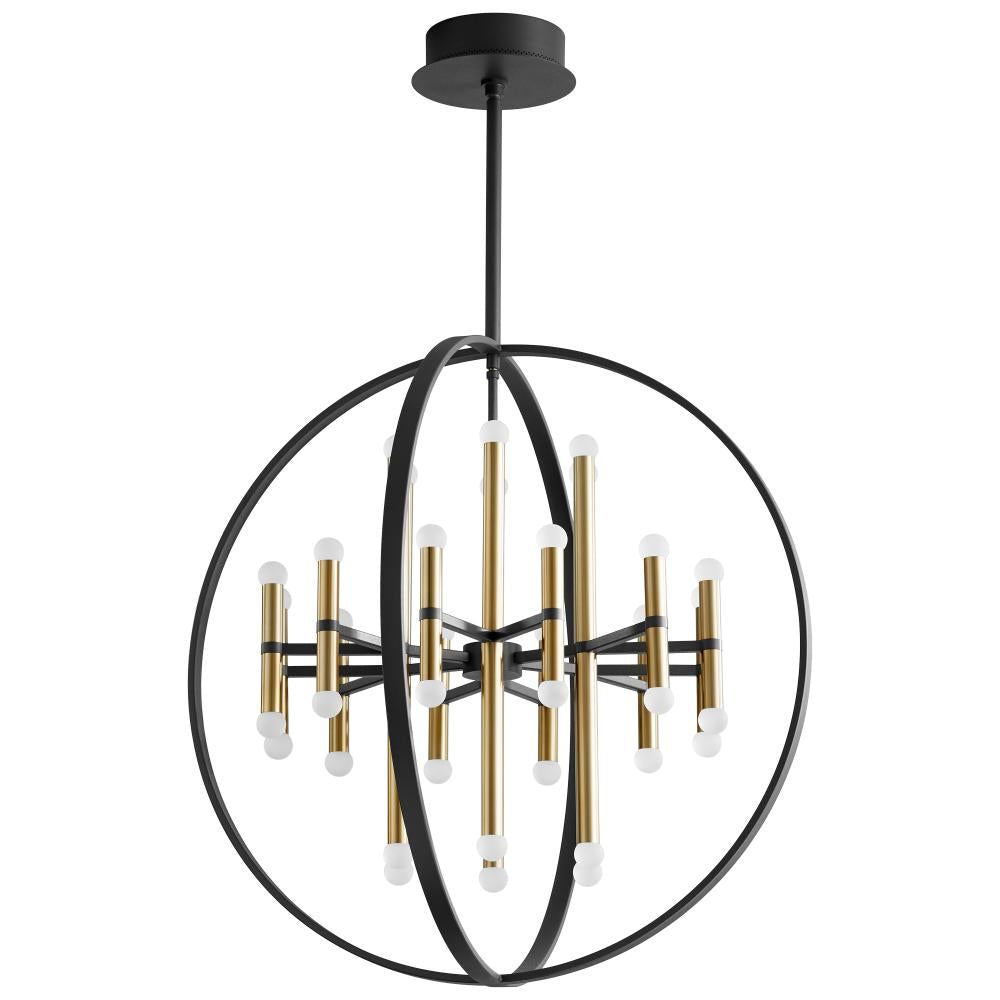 Oxygen Lighting NERO 3-685-1540 Chandelier Traditional - Black W Aged Brass