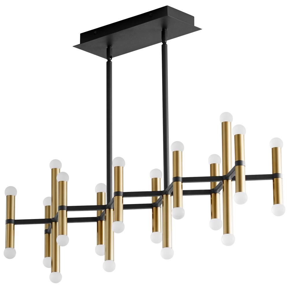 Oxygen Lighting NERO 3-686-1540 Chandelier Traditional - Black W Aged Brass