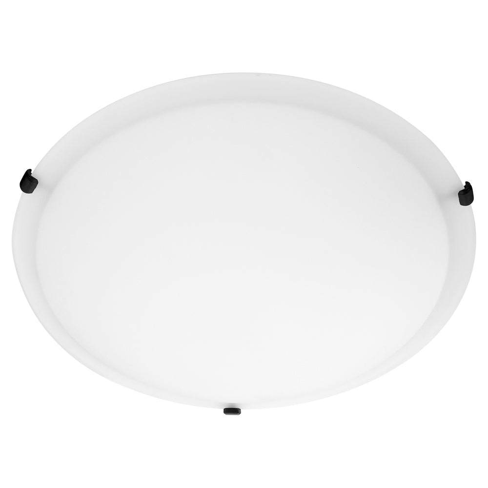 Quorum SATIN 3000-20159 Flush Mount Traditional, 20 in. - Satin Opal Glass Shade, Matte Black