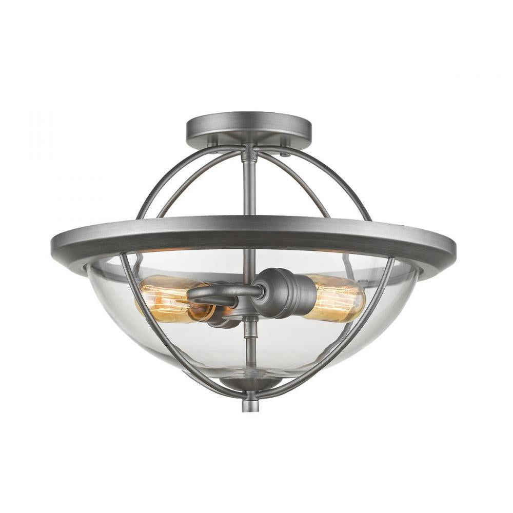 2 Light Semi Flush Mount Light-Clear