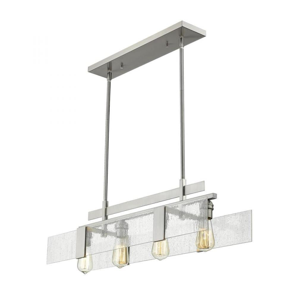 4 Light Linear Chandelier-Clear Seedy
