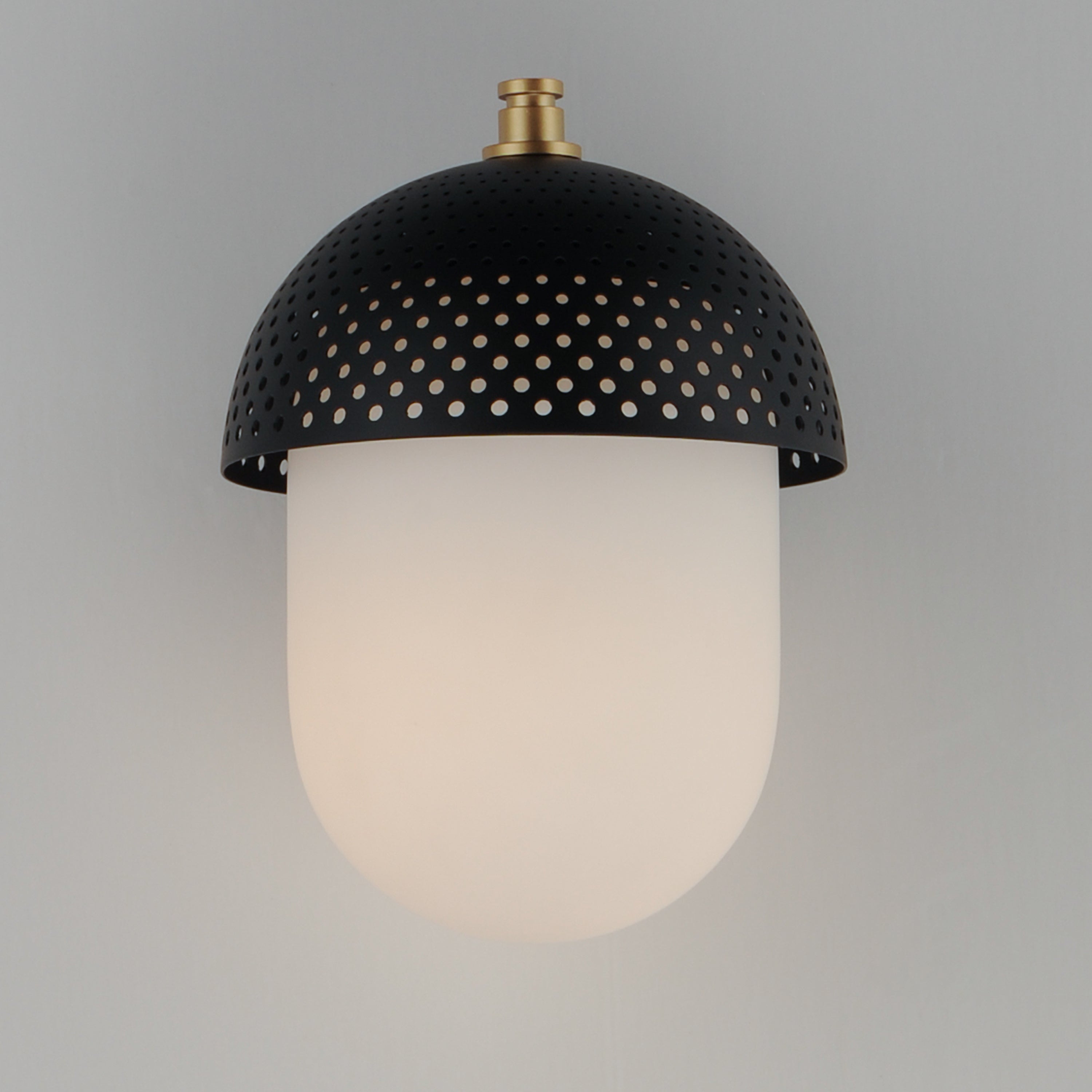 Perf 7.5 Inch Outdoor Wall Lantern Light Black + Gold – Black / Gold