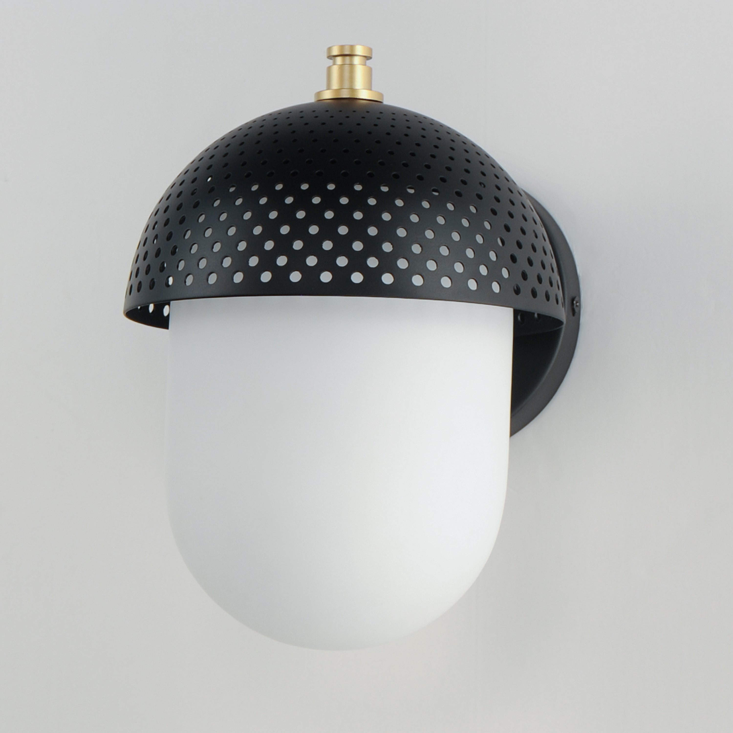Perf 7.5 Inch Outdoor Wall Lantern Light Black + Gold – Black / Gold