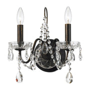 Crystorama Lighting 3022-EB-CL-S Butler 2 Light Swarovski Strass Crystal Sconce, UL Damp Rated, English Bronze
