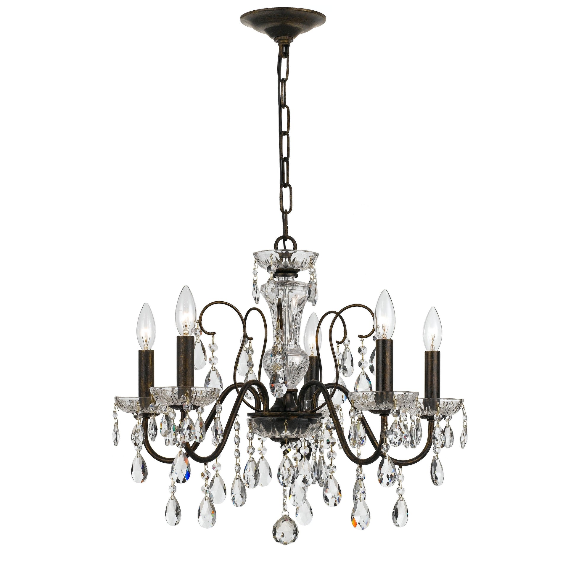 Crystorama Butler 3025-EB-CL-MWP – 24 Inch – 5 Light – Chandelier – English Bronze – Damp Rated