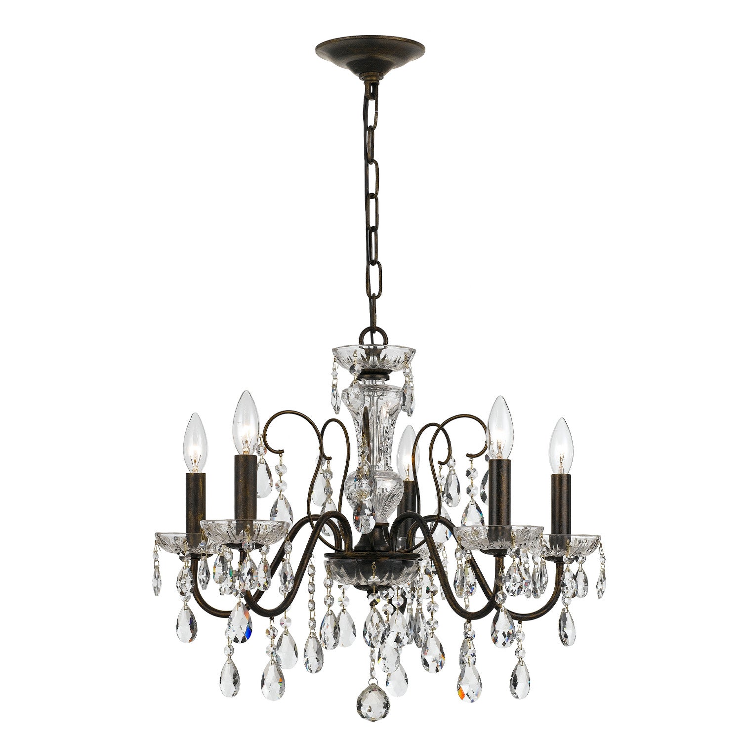 Crystorama Butler 3025-EB-CL-MWP – 24 Inch – 5 Light – Chandelier – English Bronze – Damp Rated