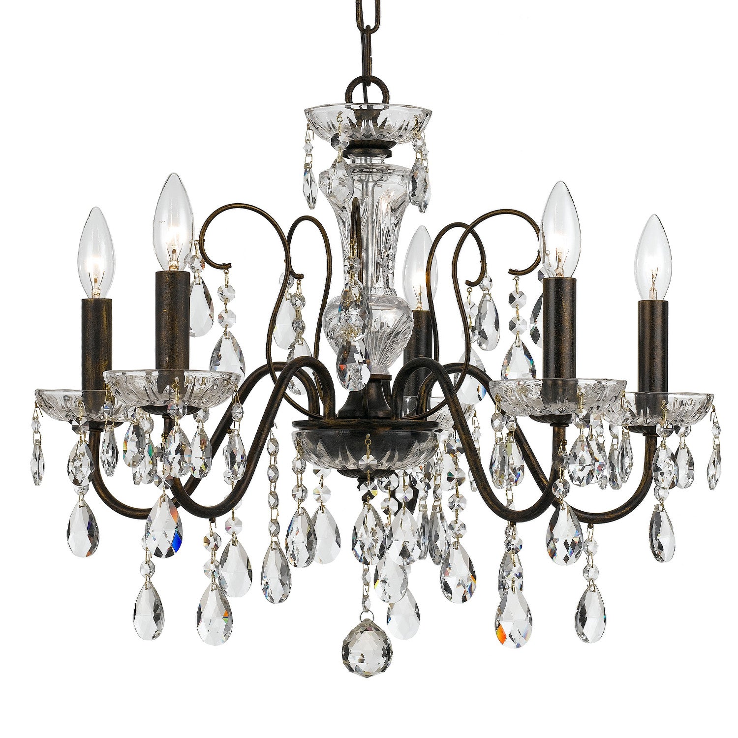 Crystorama Butler 3025-EB-CL-MWP – 24 Inch – 5 Light – Chandelier – English Bronze – Damp Rated
