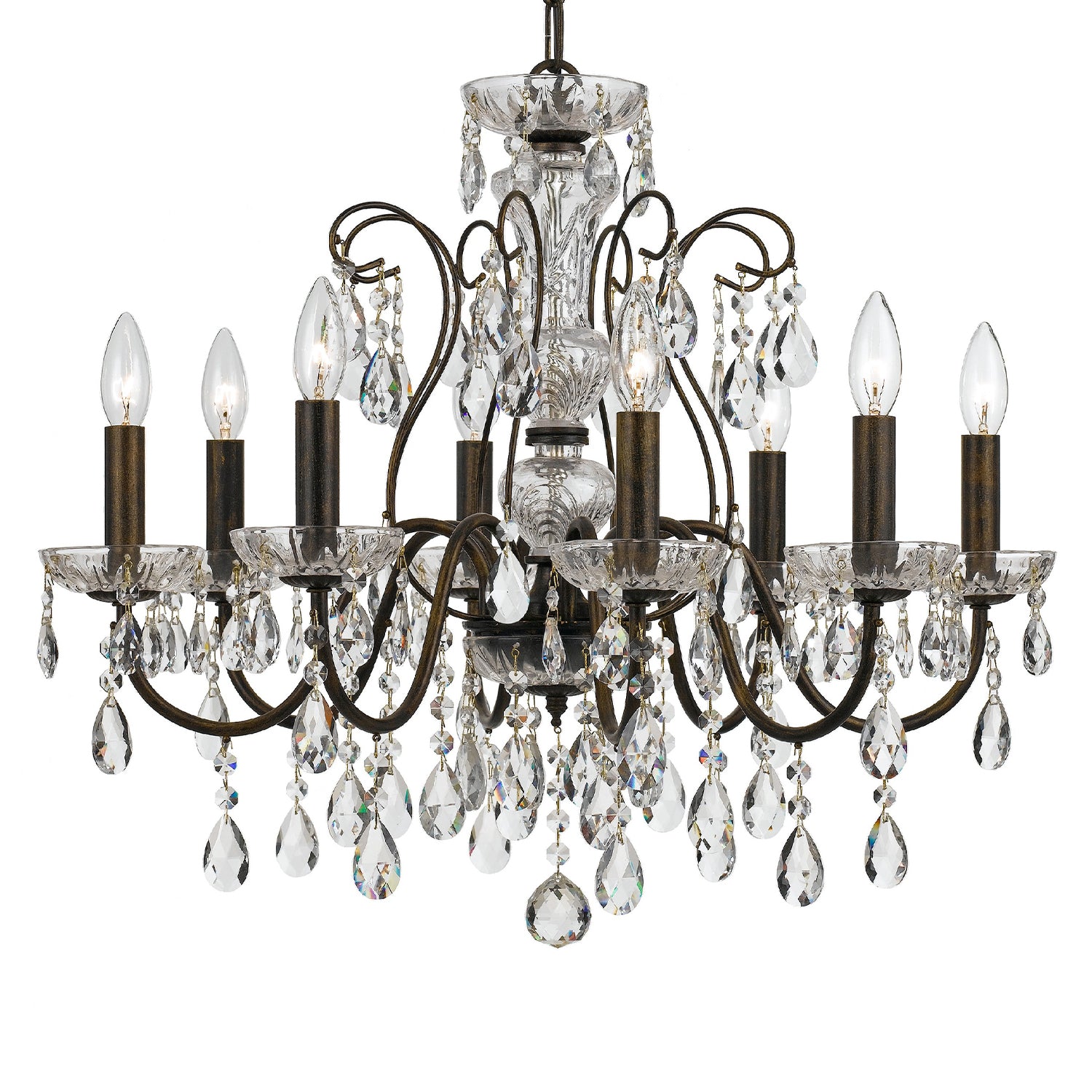 Crystorama Butler 3028-EB-CL-MWP – 25.5 Inch – 8 Light – Chandelier – English Bronze – Damp Rated