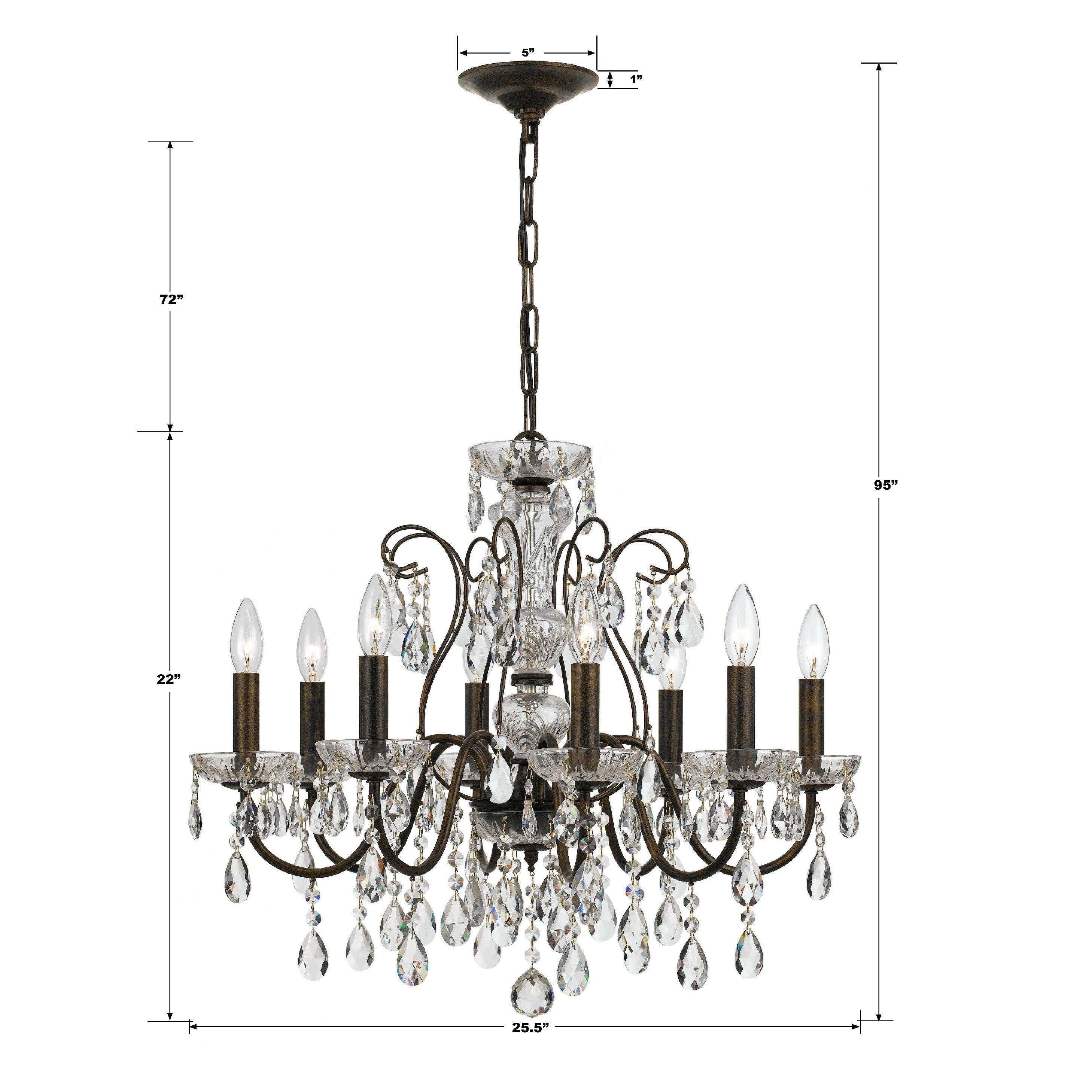 Crystorama Butler 3028-EB-CL-MWP – 25.5 Inch – 8 Light – Chandelier – English Bronze – Damp Rated