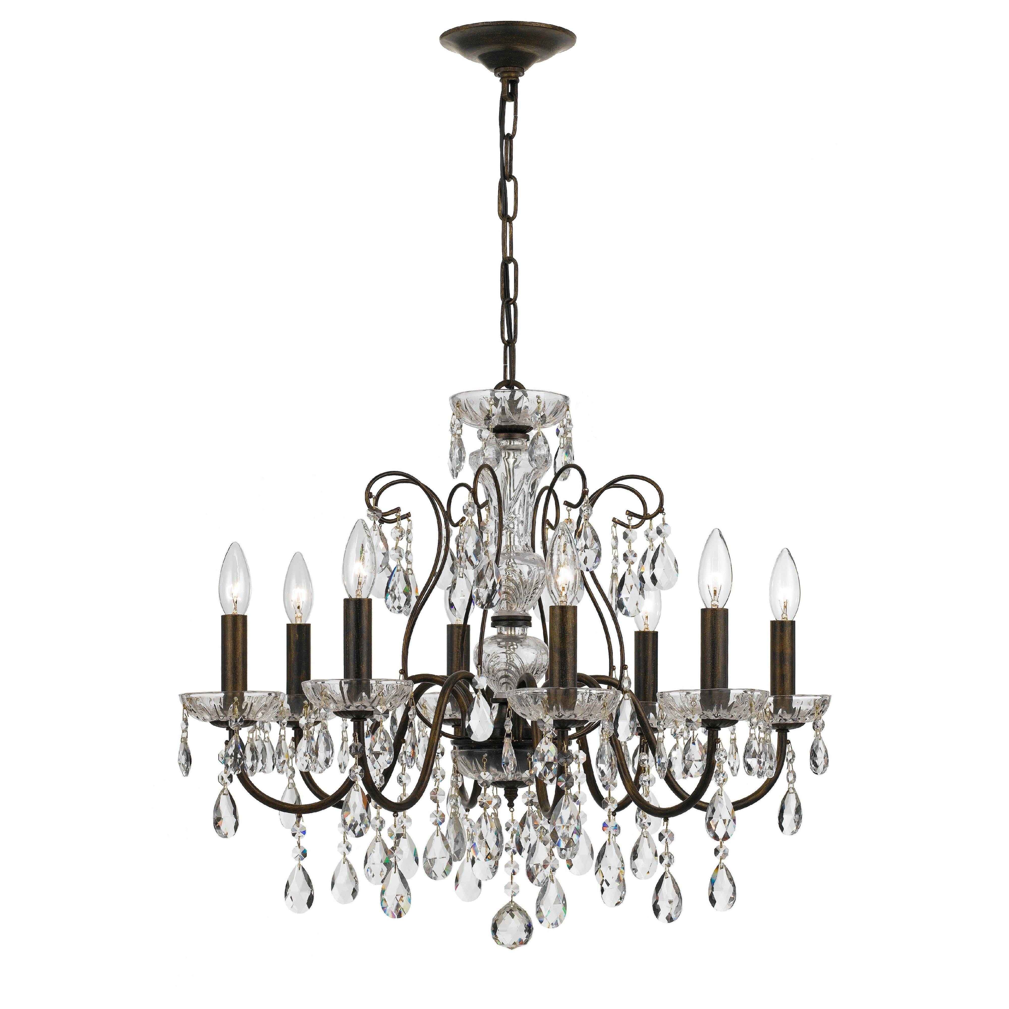 Crystorama Butler 3028-EB-CL-S – 25.5 Inch – 8 Light – Chandelier – English Bronze – Damp Rated