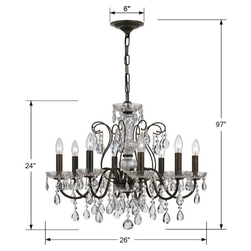 Crystorama Butler 3028-EB-CL-SAQ – 25.5 Inch – 8 Light – Chandelier – English Bronze – Damp Rated