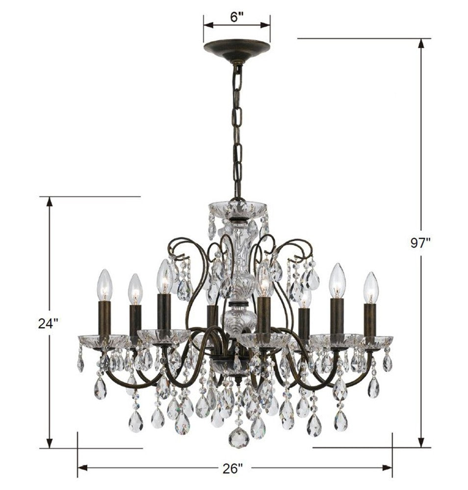 Crystorama BUTLER 3028-EB-CL-SAQ Chandelier Contemporary - English Bronze