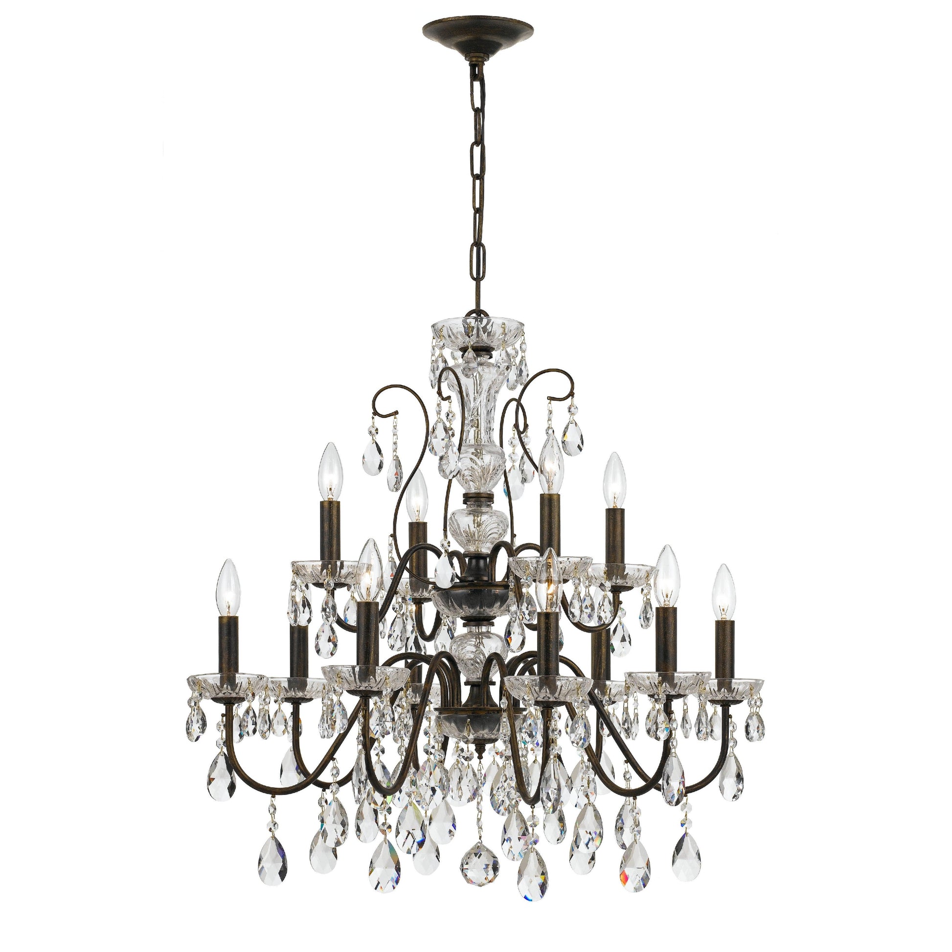 Crystorama Butler 3029-EB-CL-MWP – 29 Inch – 12 Light – Chandelier – English Bronze – Damp Rated