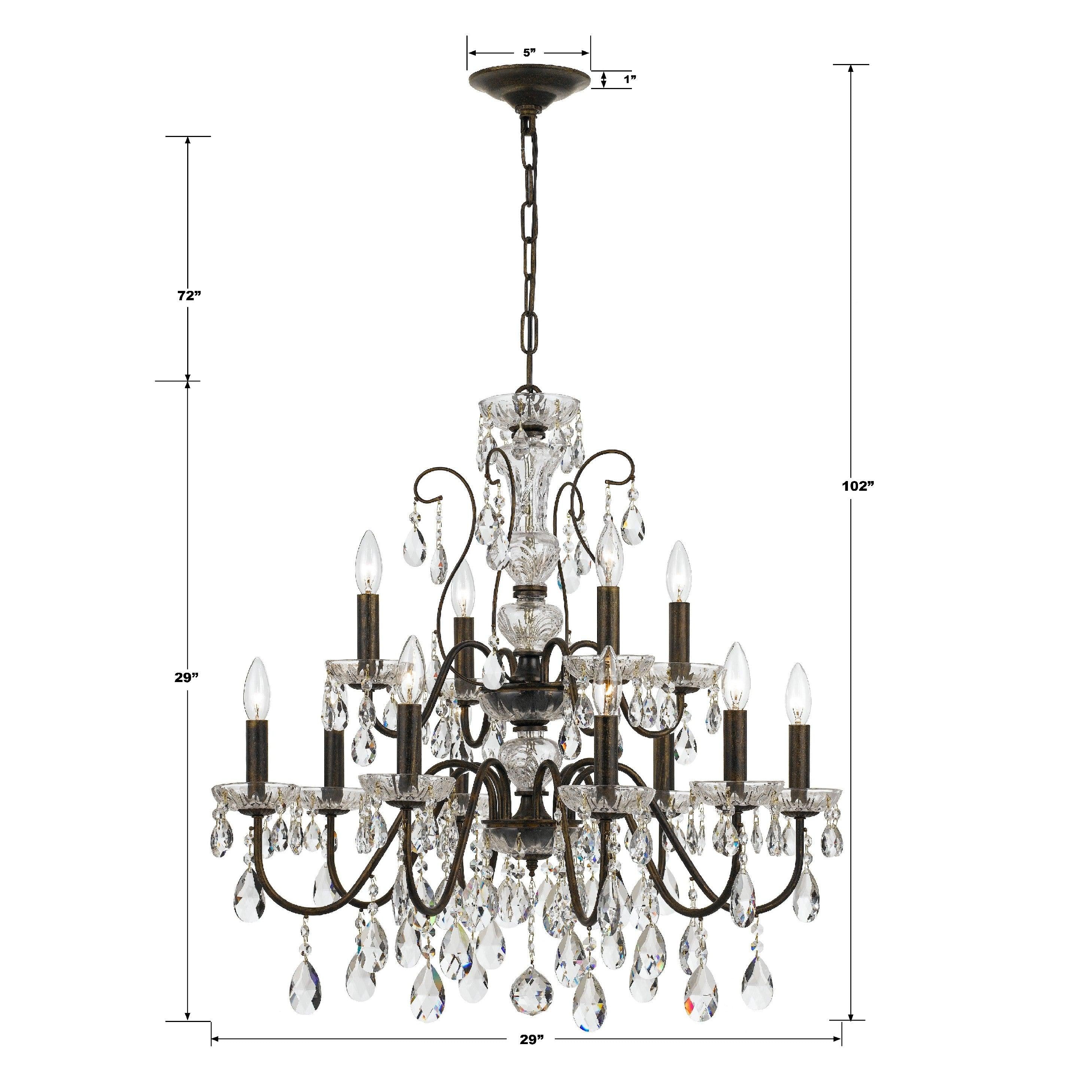 Crystorama Butler 3029-EB-CL-MWP – 29 Inch – 12 Light – Chandelier – English Bronze – Damp Rated
