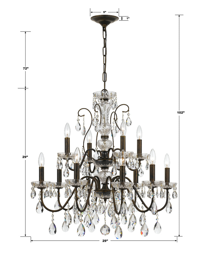 Crystorama BUTLER 3029-EB-CL-MWP Chandelier Contemporary - English Bronze