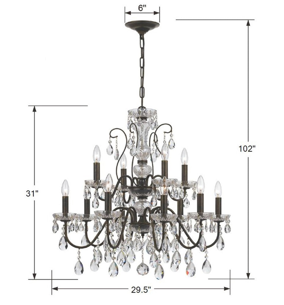 Crystorama BUTLER 3029-EB-CL-SAQ Chandelier Contemporary - English Bronze