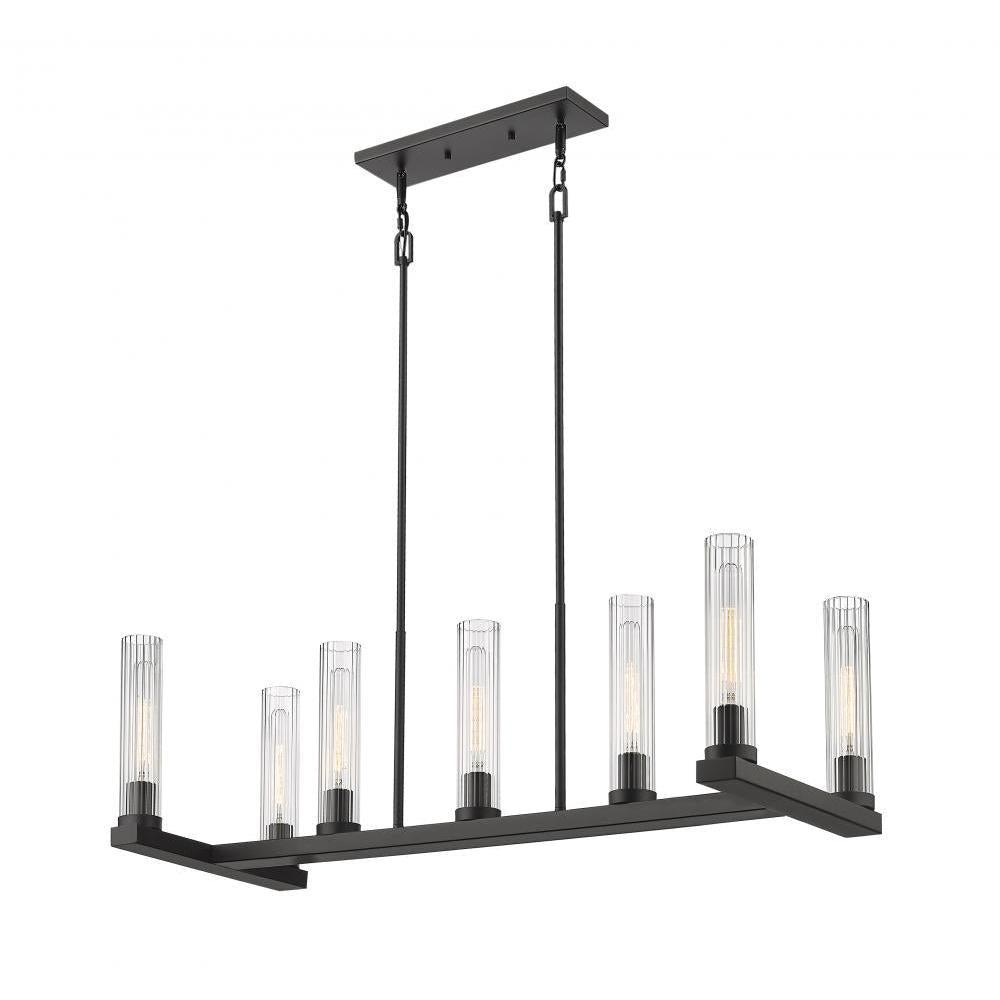 7 Light Linear Chandelier-Clear