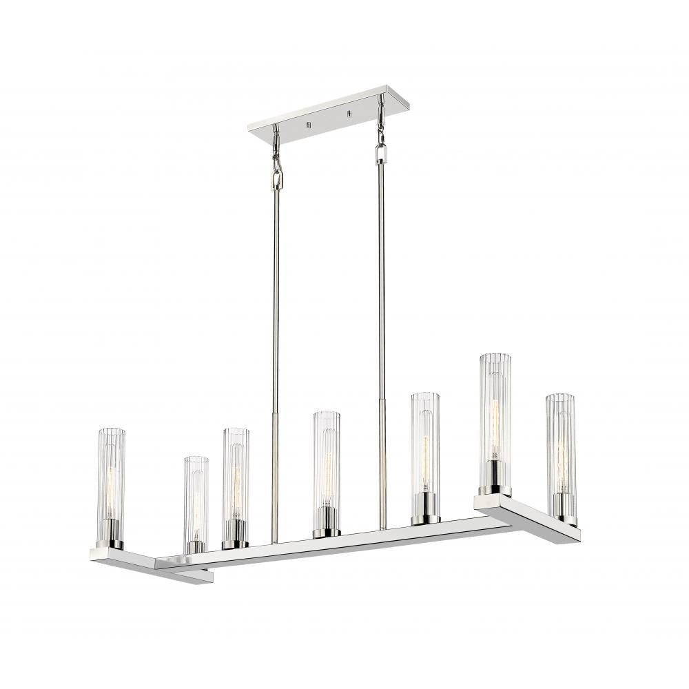 7 Light Linear Chandelier-Clear