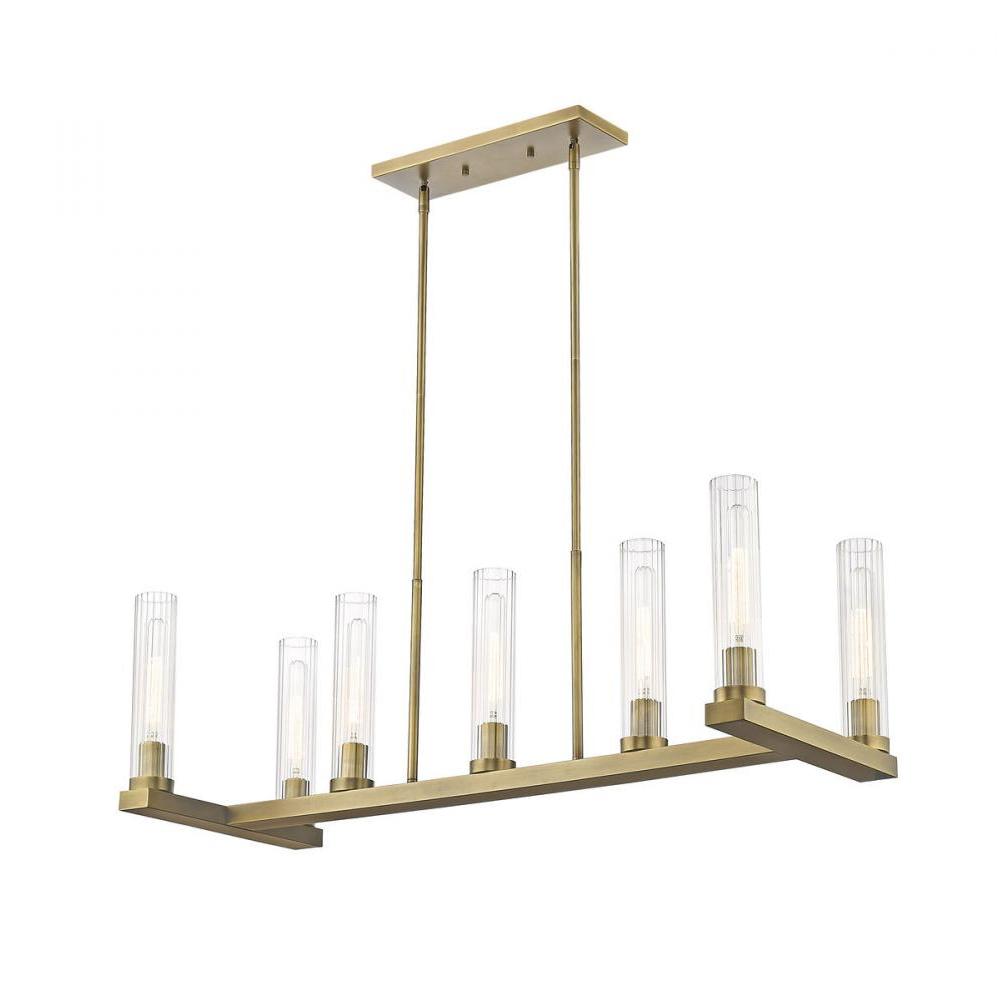 7 Light Linear Chandelier-Clear