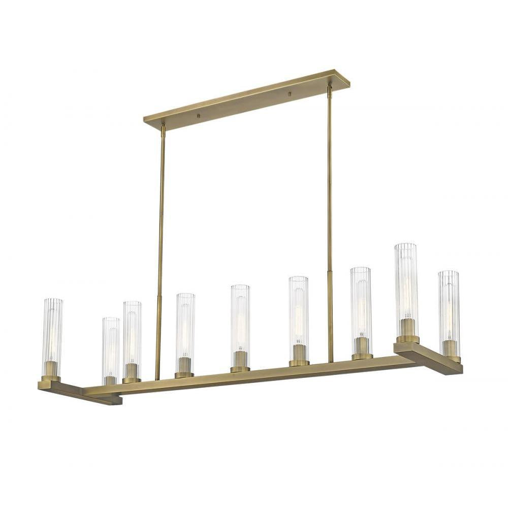 9 Light Linear Chandelier-Clear