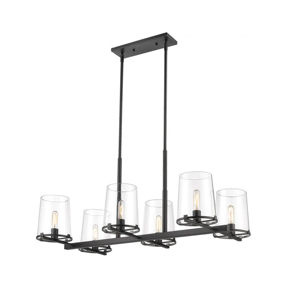 6 Light Linear Chandelier-Clear