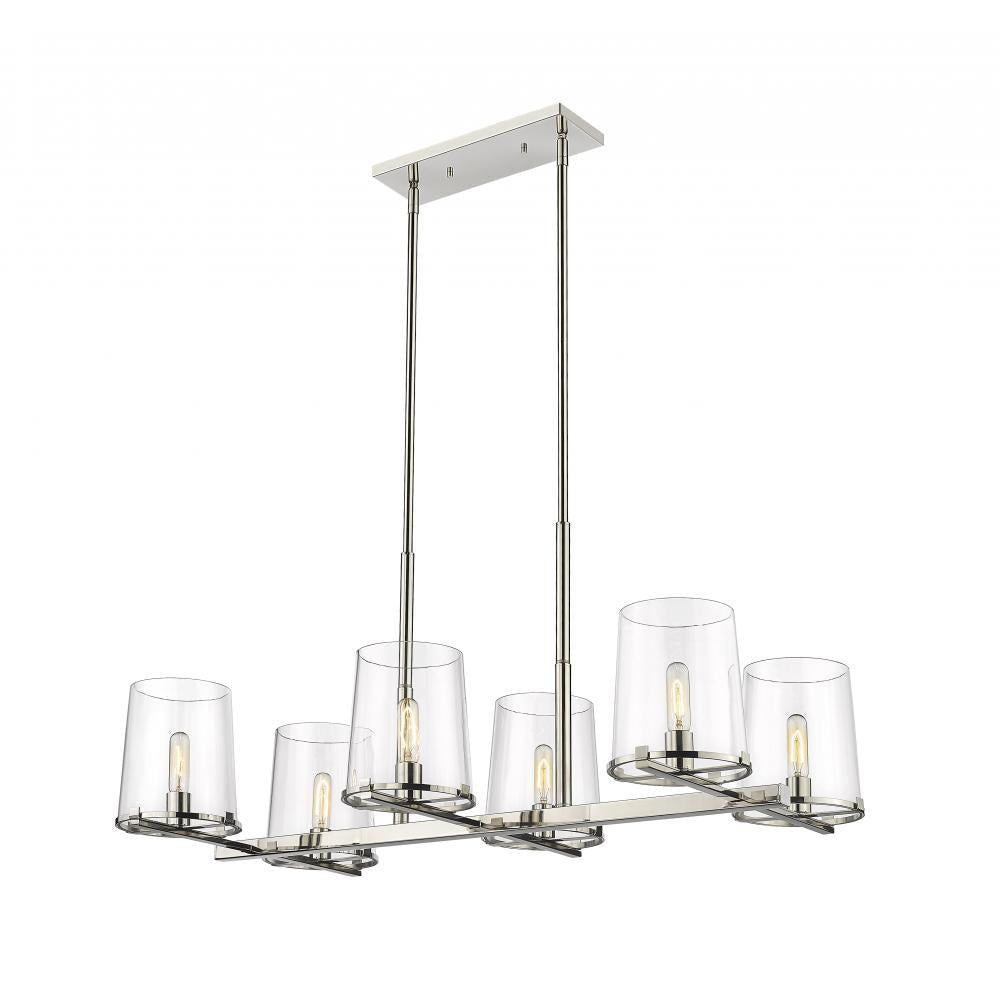 6 Light Linear Chandelier-Clear