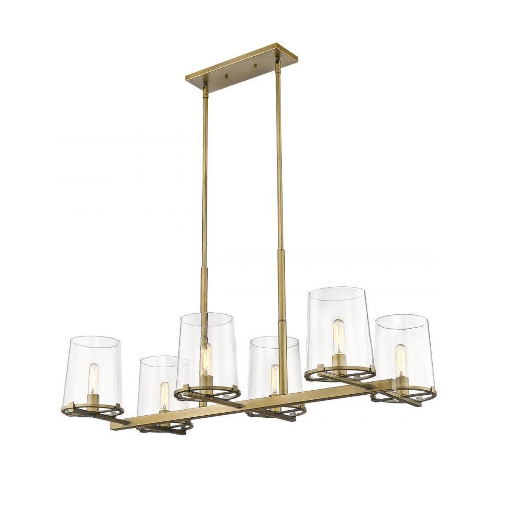 6 Light Linear Chandelier-Clear