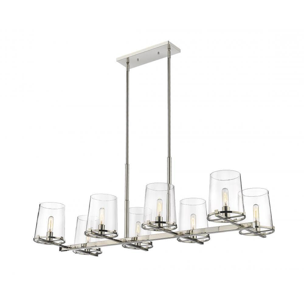 8 Light Linear Chandelier-Clear