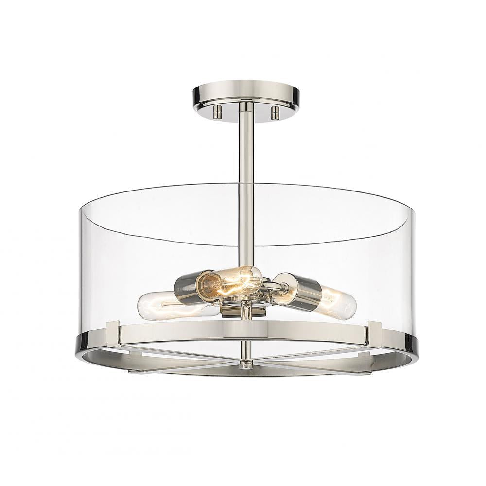 3 Light Semi Flush Mount Light-Clear