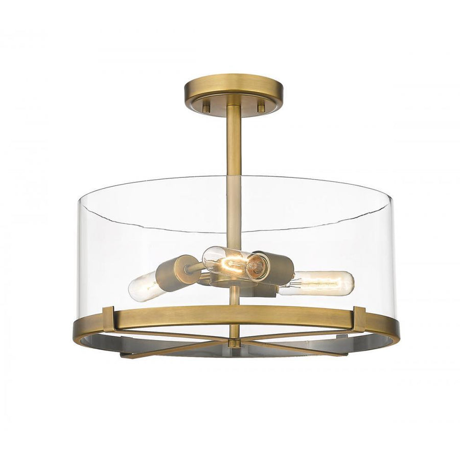 3 Light Semi Flush Mount Light-Clear