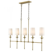 5 Light Linear Chandelier-Off White