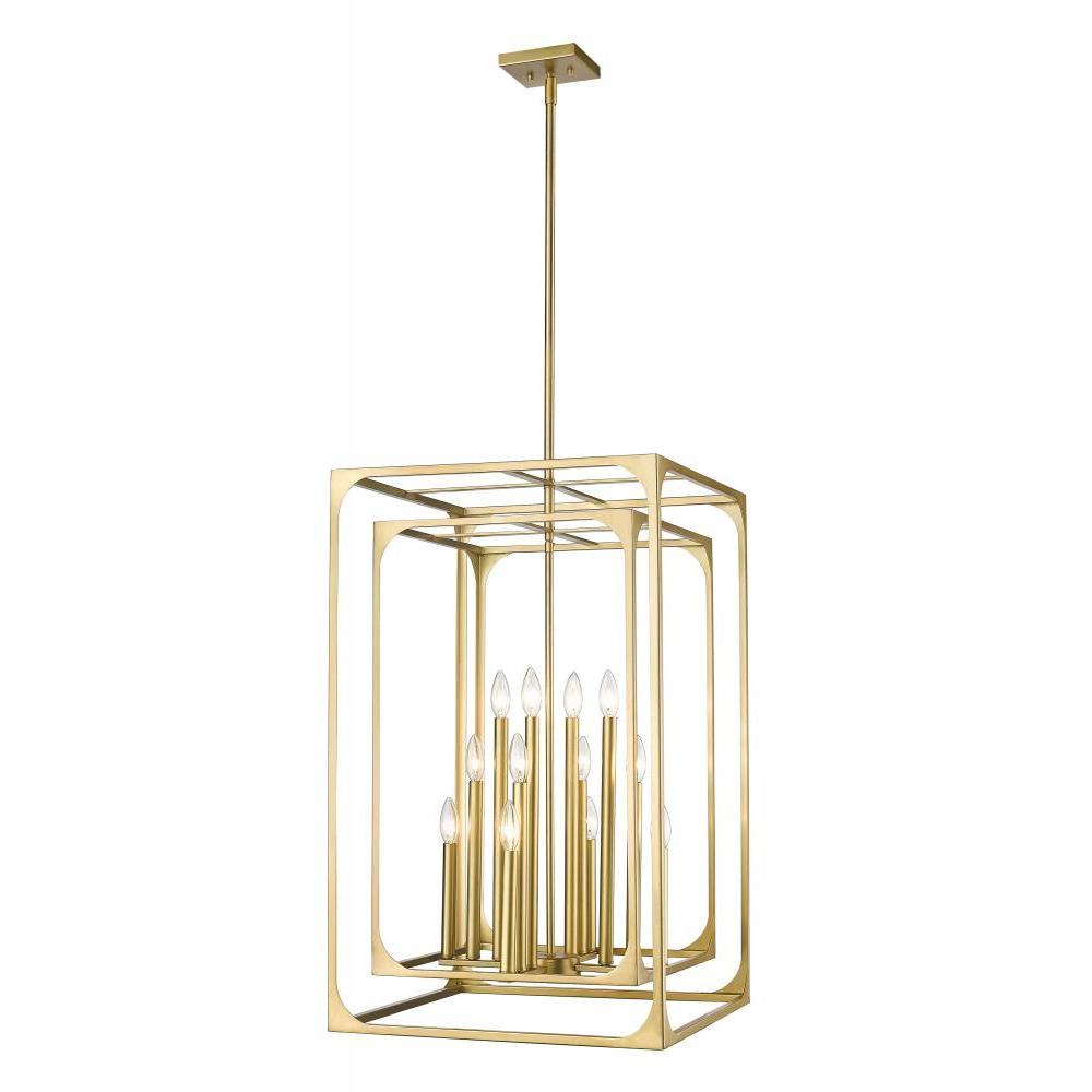 12 Light Chandelier-Rubbed Brass
