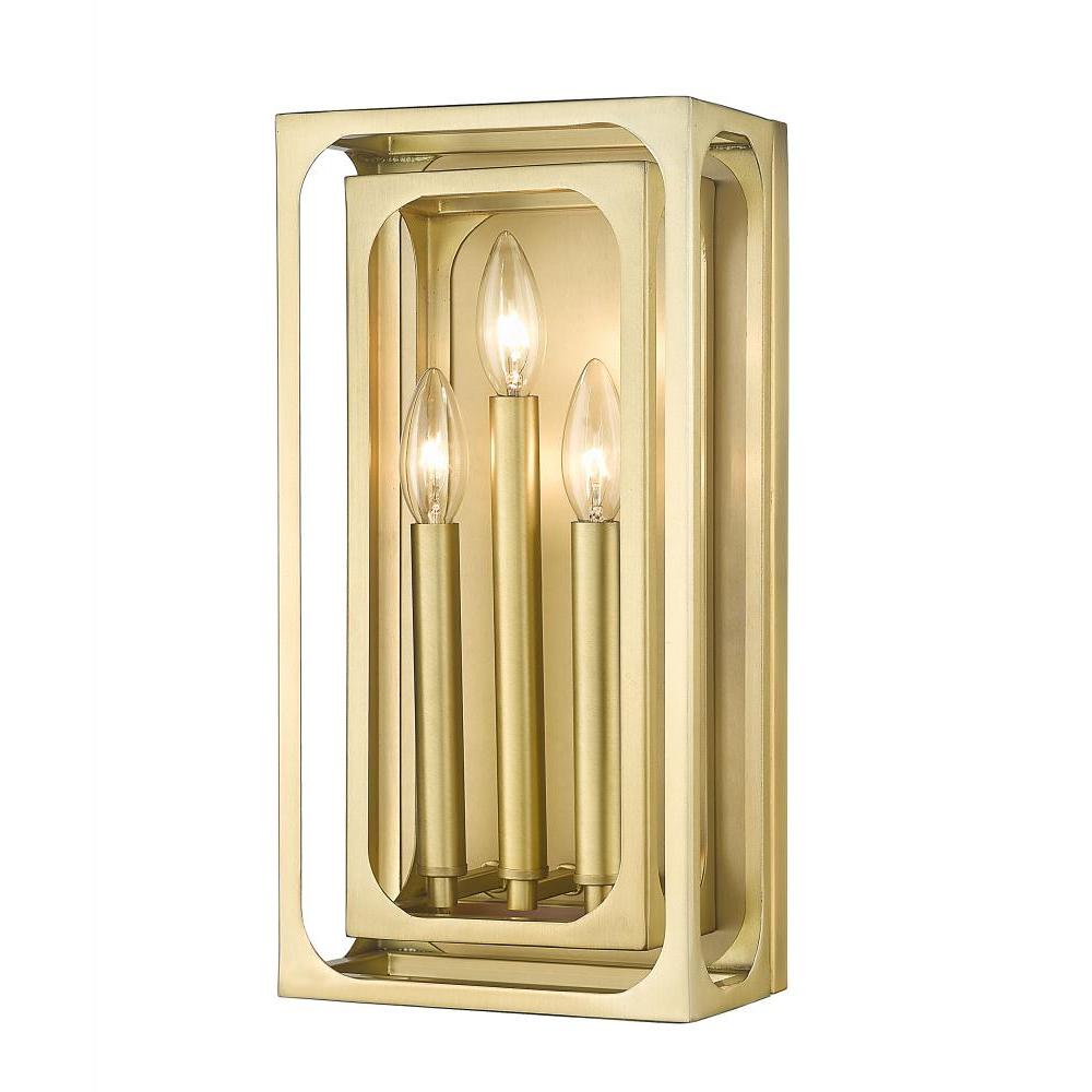 3 Light Wall Sconce-Rubbed Brass