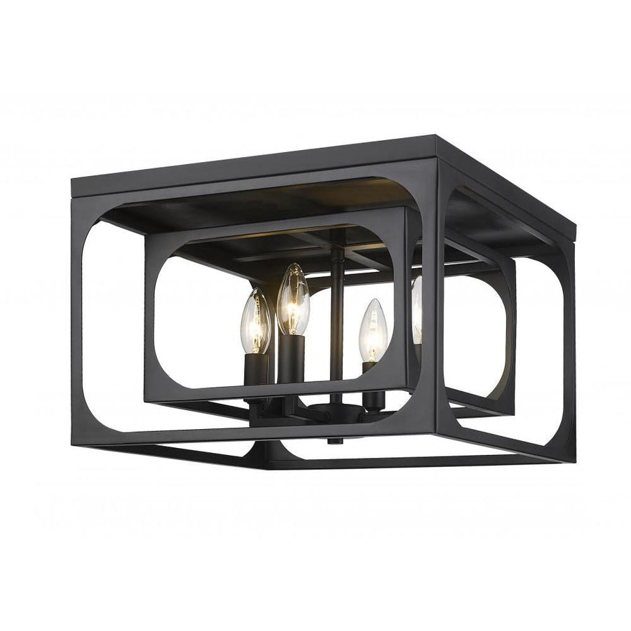 4 Light Flush Mount Light-Matte Black